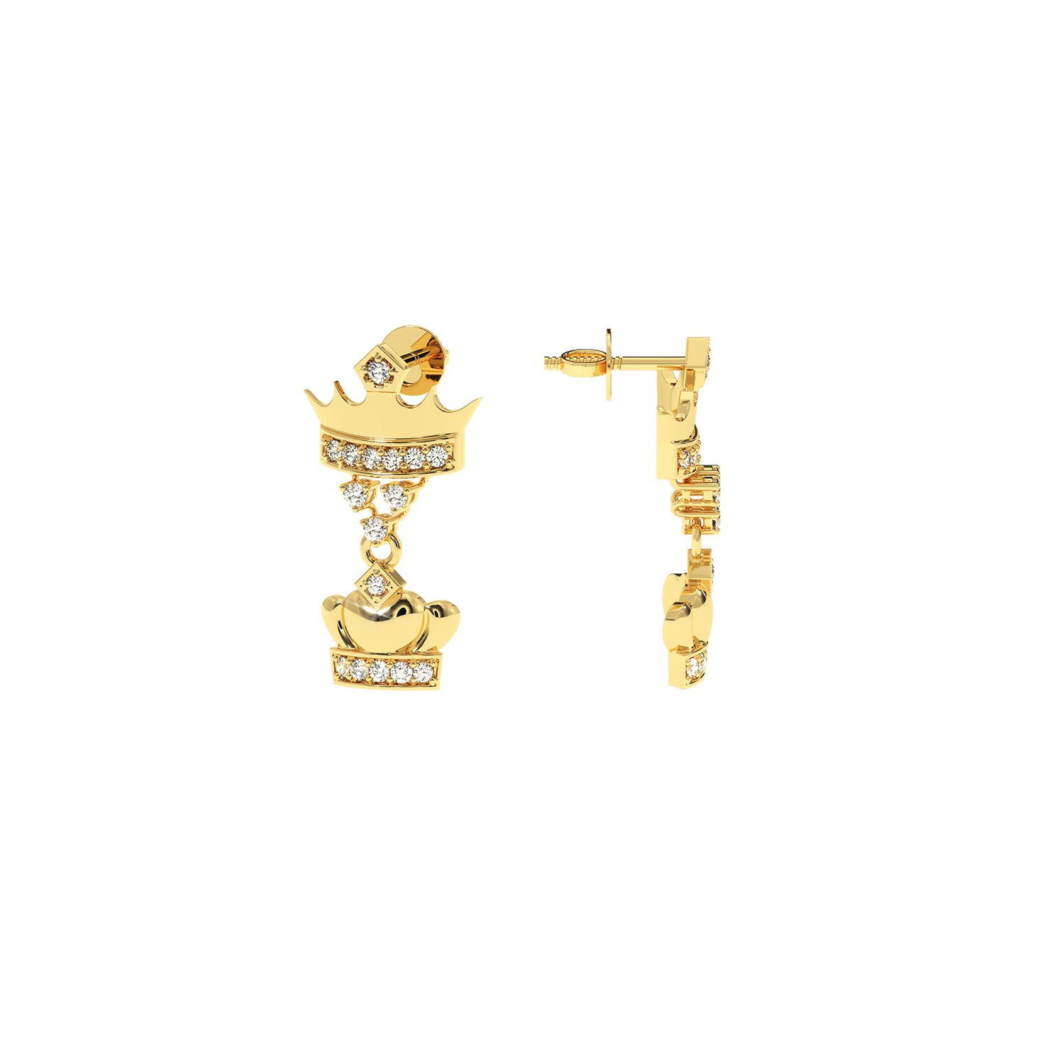 Luxury 0.18ct Lab Diamond Crown Heart Earrings